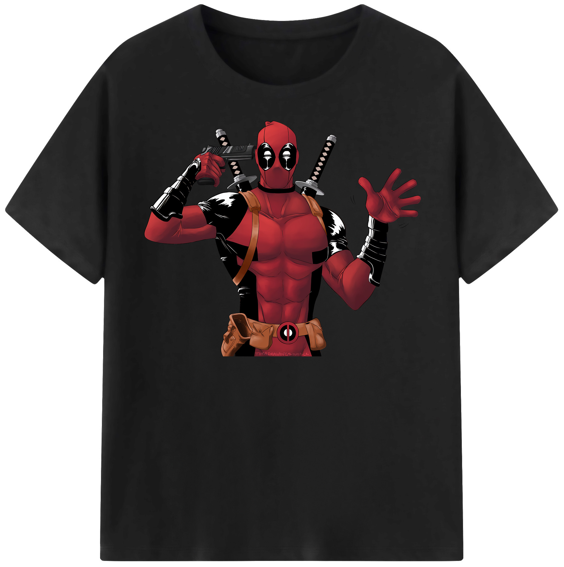 （画像用） Deadpool デッドプール 綿100％半袖Tシャツ（フロントプリント）