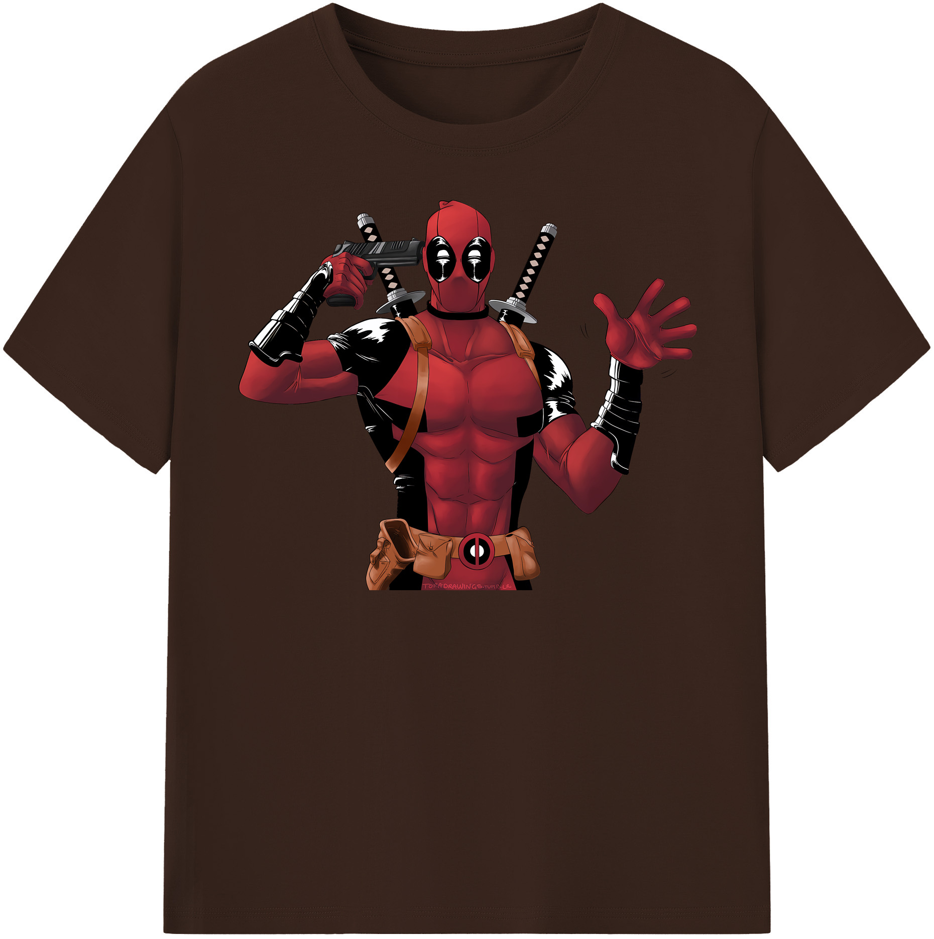 （画像用） Deadpool デッドプール 綿100％半袖Tシャツ（フロントプリント）