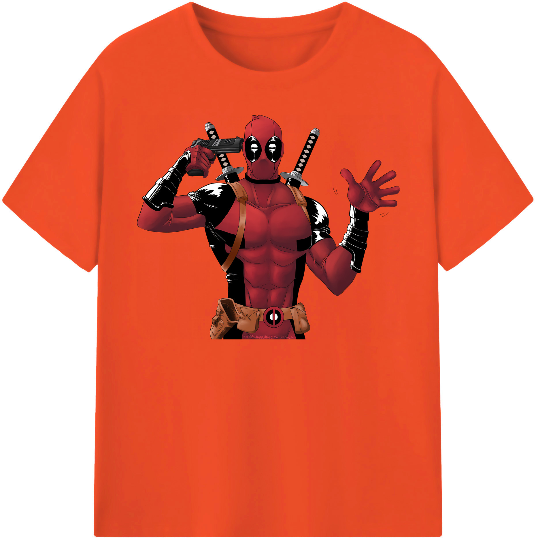 （画像用） Deadpool デッドプール 綿100％半袖Tシャツ（フロントプリント）