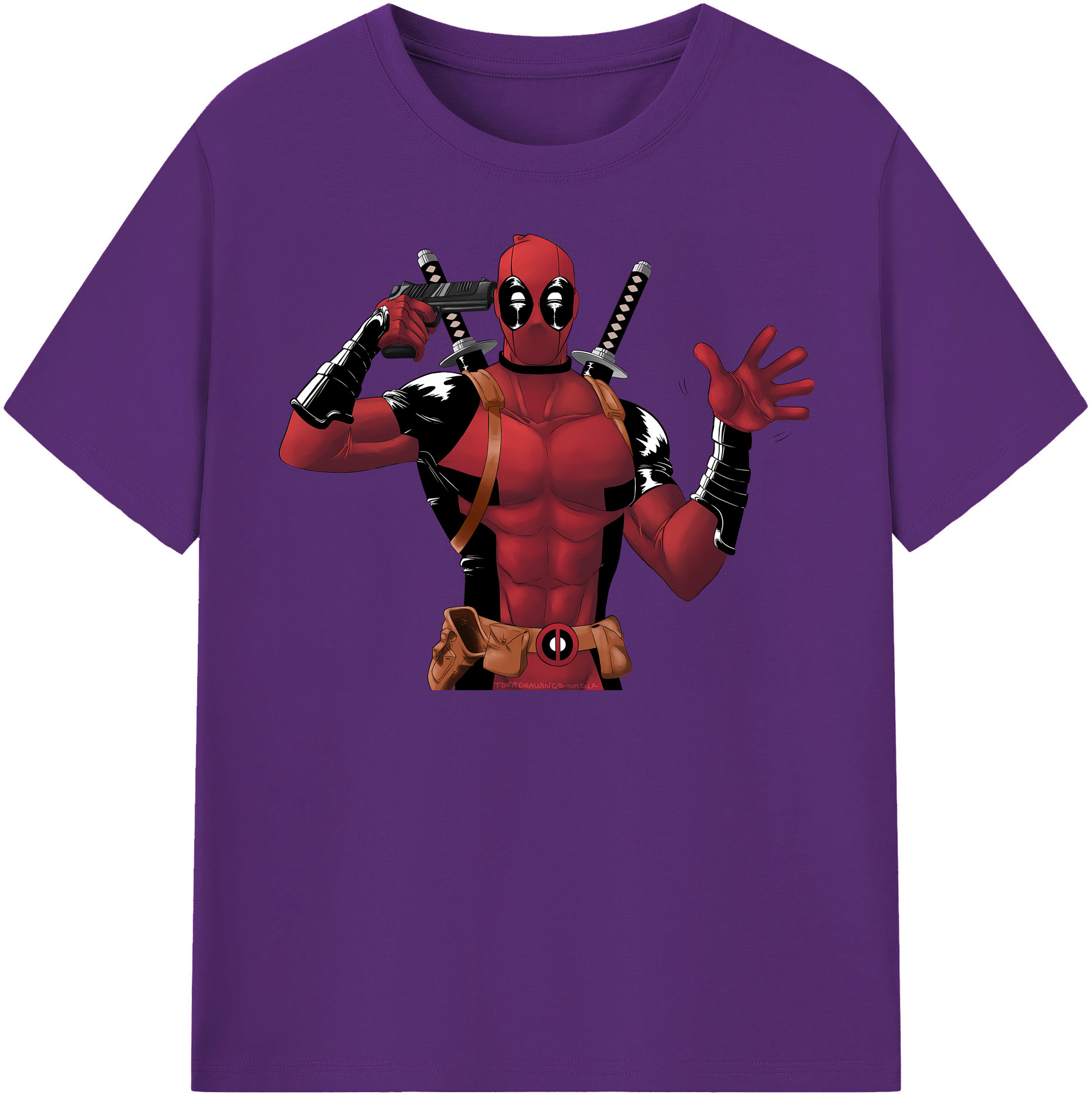 （画像用） Deadpool デッドプール 綿100％半袖Tシャツ（フロントプリント）