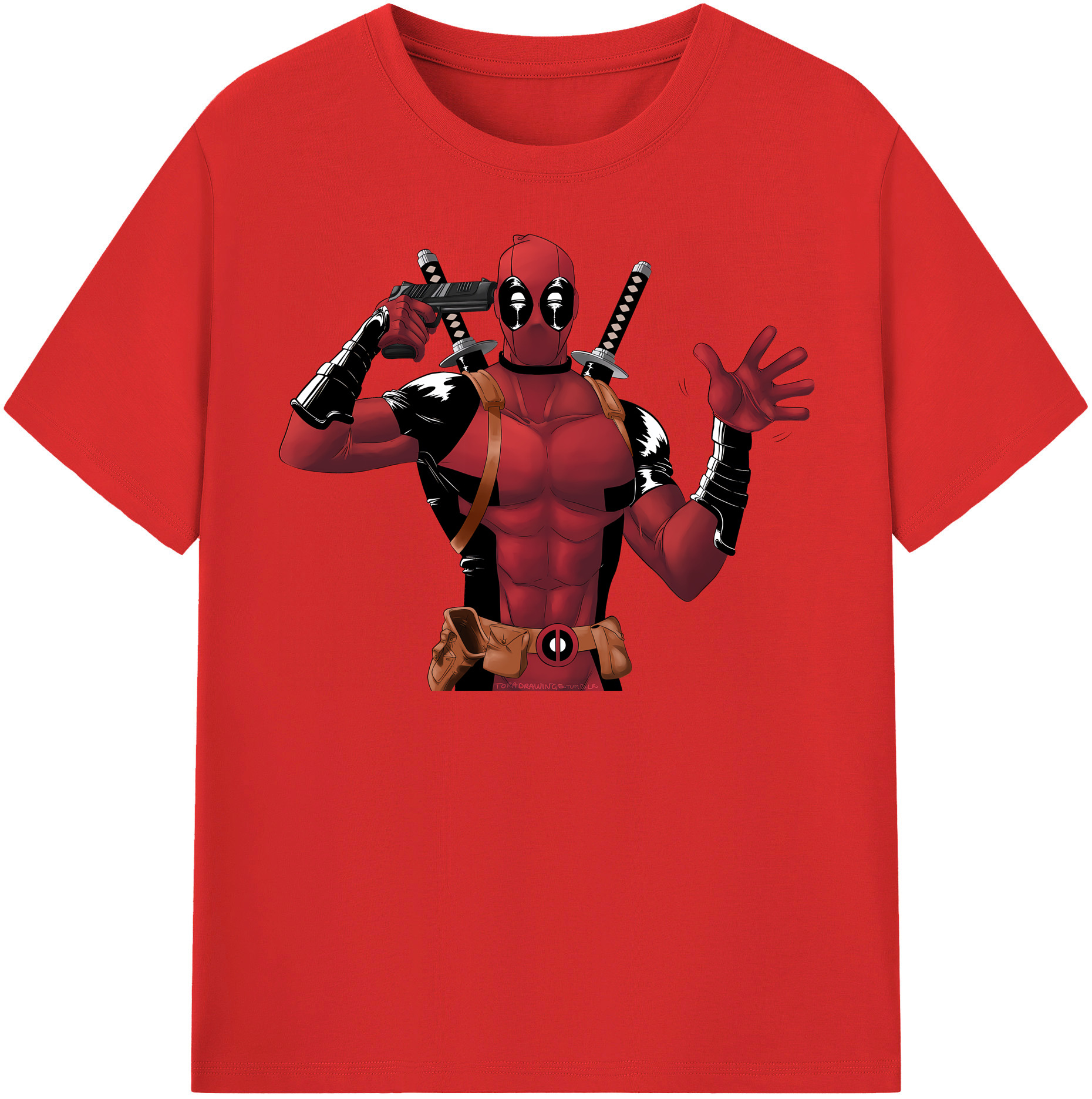 （画像用） Deadpool デッドプール 綿100％半袖Tシャツ（フロントプリント）