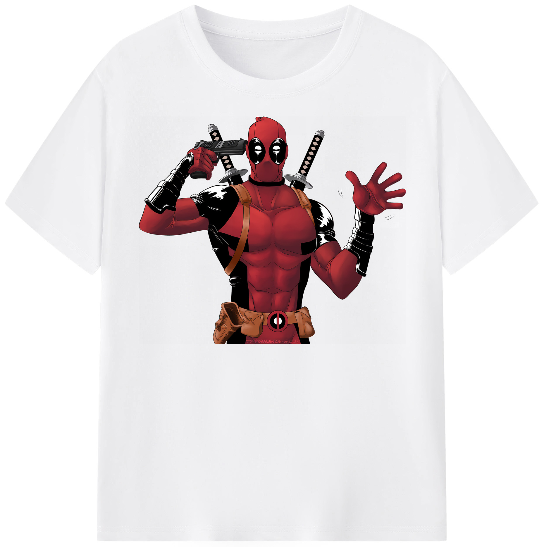 （画像用） Deadpool デッドプール 綿100％半袖Tシャツ（フロントプリント）