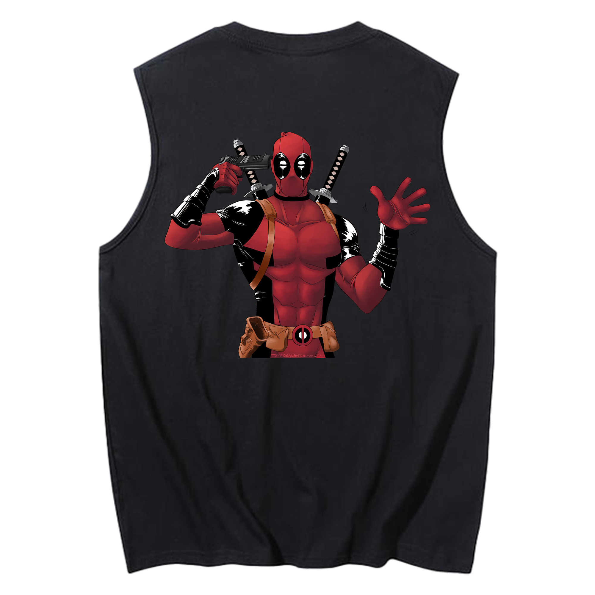 （画像用） Deadpool デッドプール コットン100％タンクトップ（背面プリント）