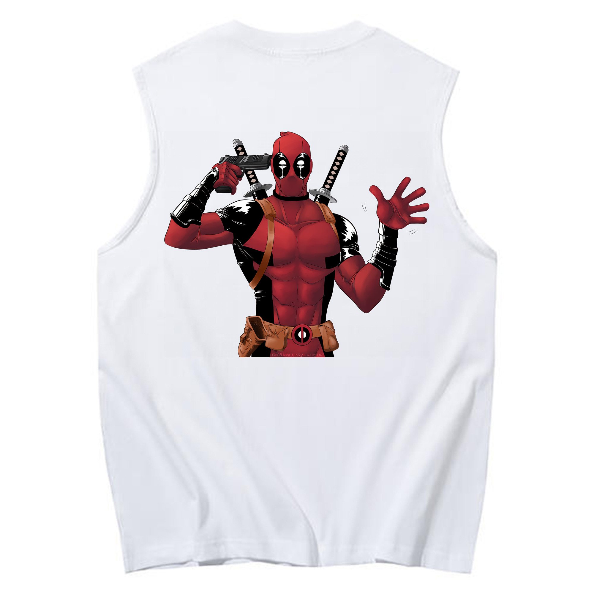 （画像用） Deadpool デッドプール コットン100％タンクトップ（背面プリント）