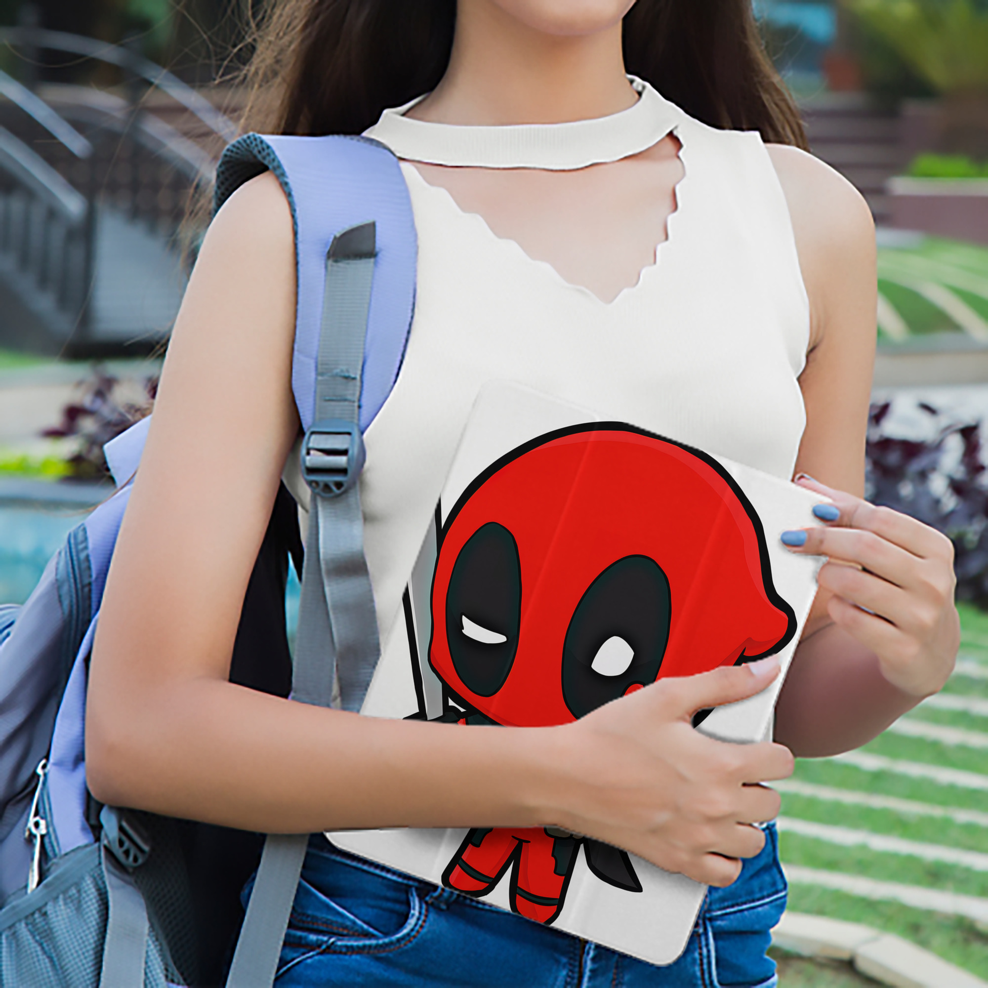 Deadpool デッドプール IPad ケース ペン収納付き 三つ折りスタンド PUレザー×シリコン 対応機種9.5/10.5/10.9インチ