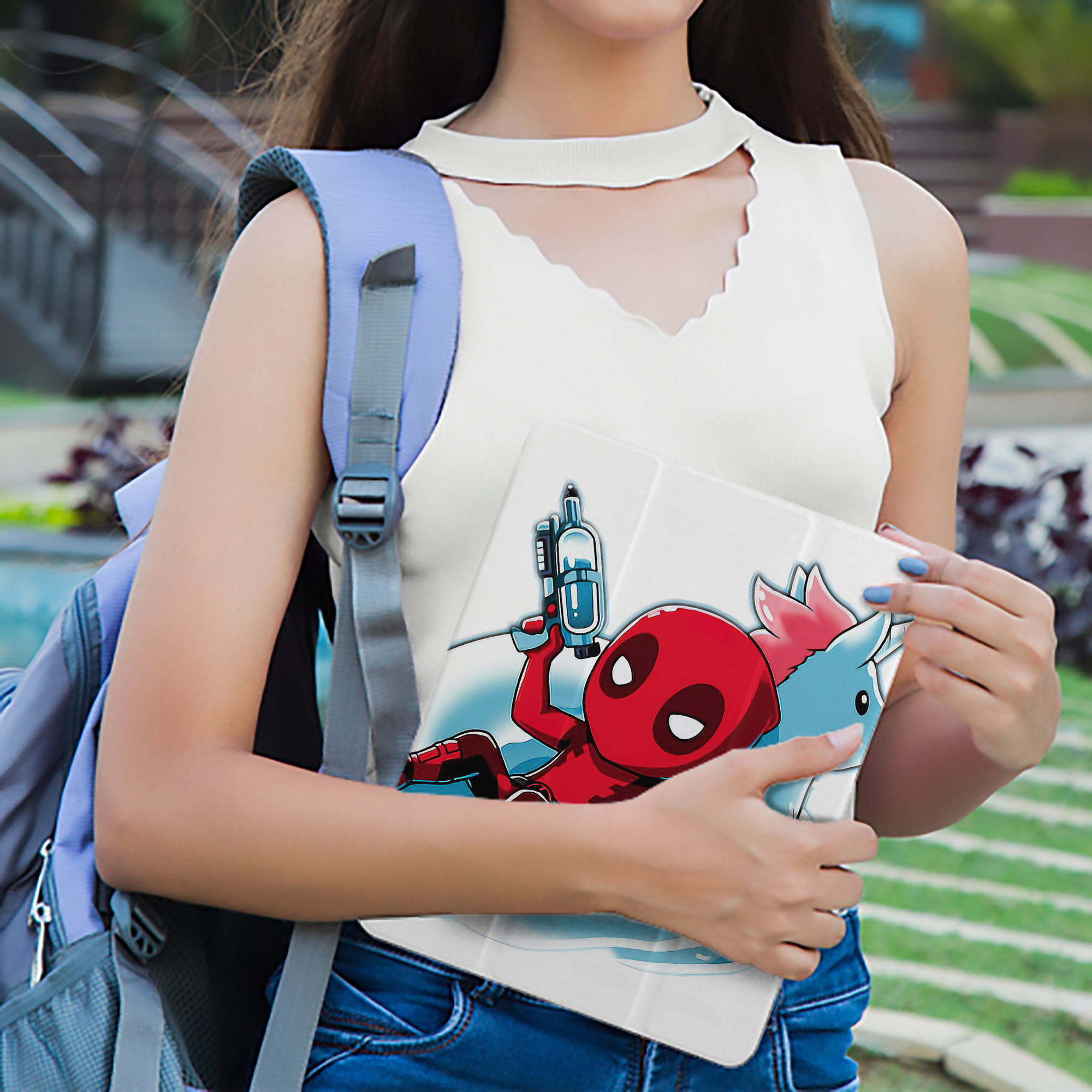 Deadpool デッドプール IPad ケース ペン収納付き 三つ折りスタンド PUレザー×シリコン 対応機種9.5/10.5/10.9インチ