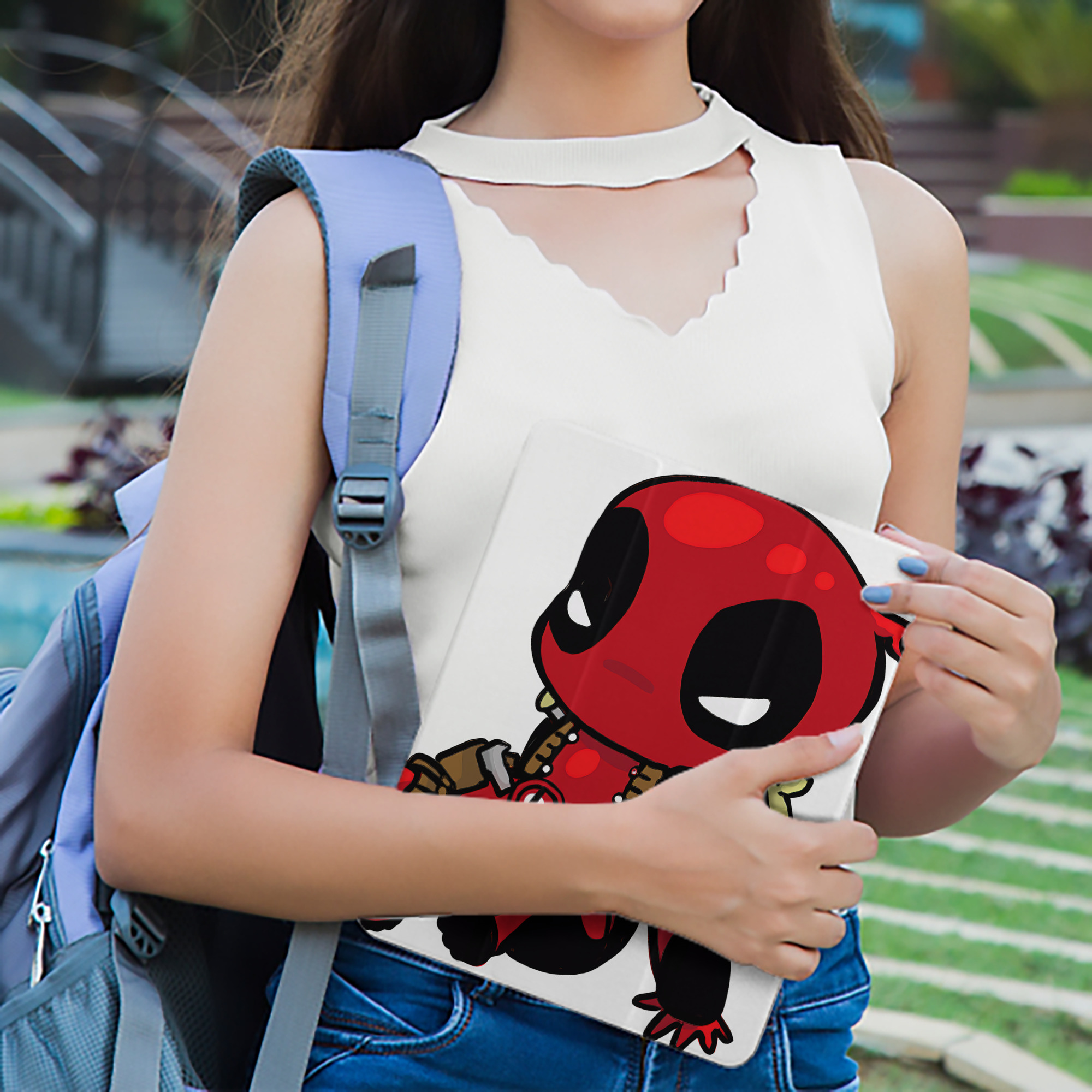 Deadpool デッドプール IPad ケース ペン収納付き 三つ折りスタンド PUレザー×シリコン 対応機種9.5/10.5/10.9インチ