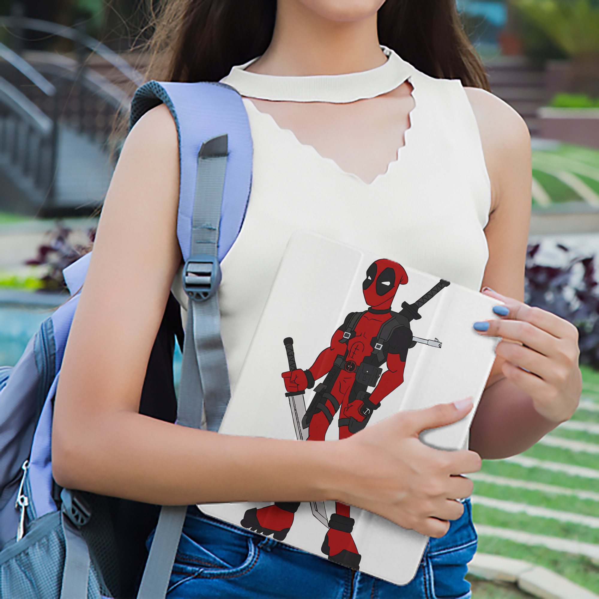 Deadpool デッドプール IPad ケース ペン収納付き 三つ折りスタンド PUレザー×シリコン 対応機種9.5/10.5/10.9インチ