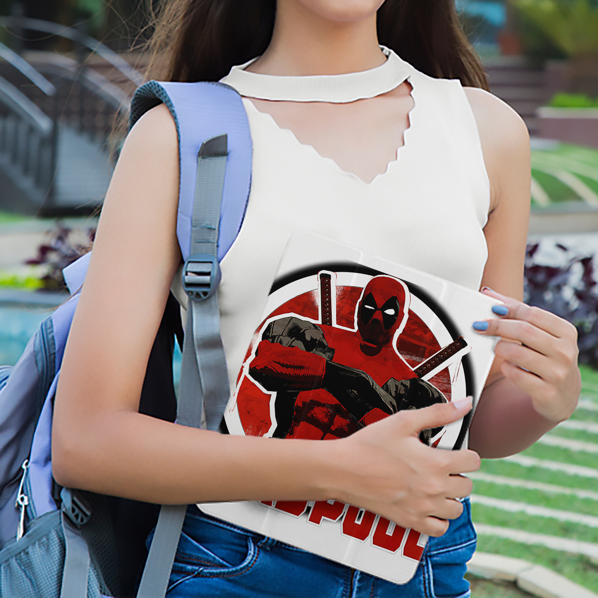 Deadpool デッドプール IPad ケース ペン収納付き 三つ折りスタンド PUレザー×シリコン 対応機種9.5/10.5/10.9インチ