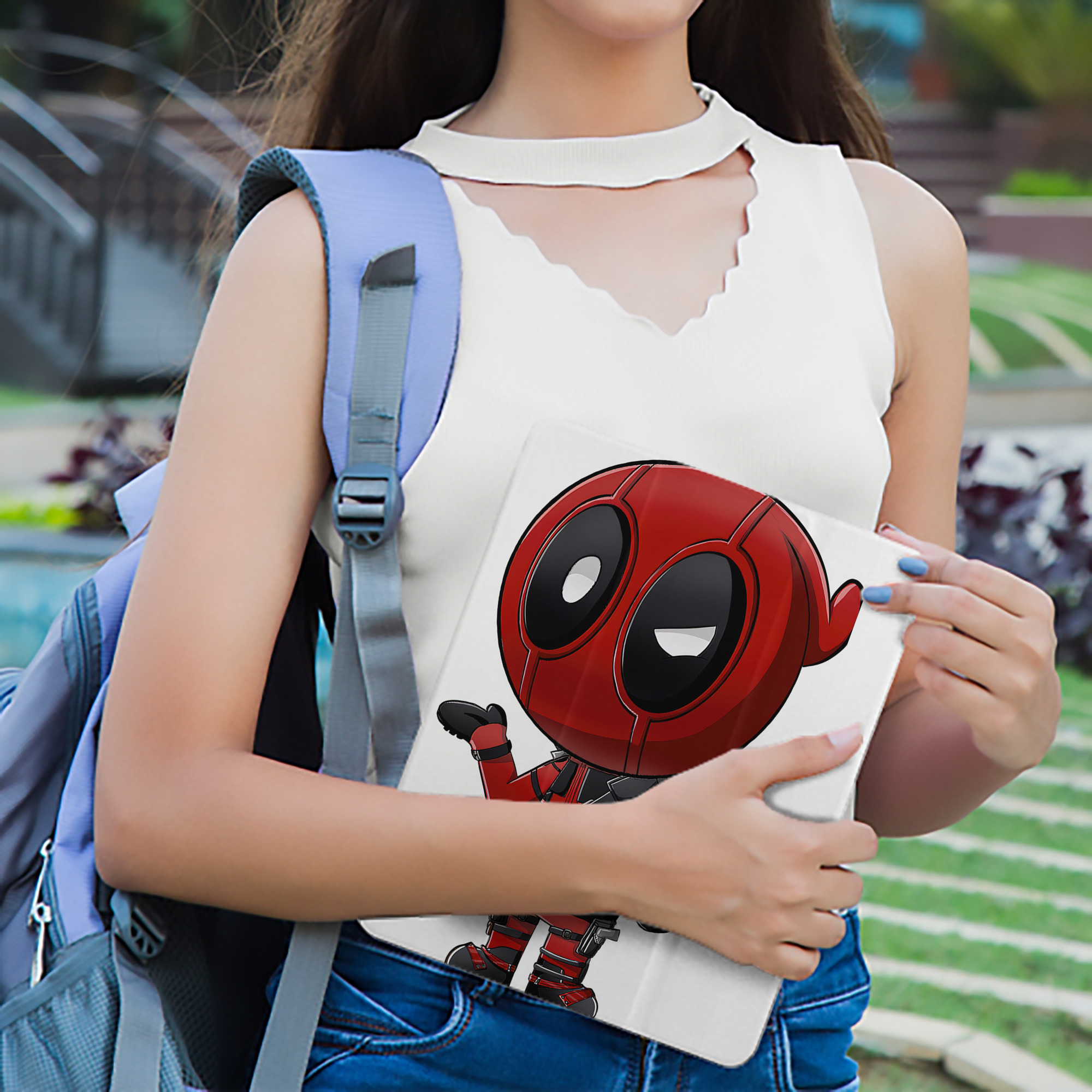 Deadpool デッドプール IPad ケース ペン収納付き 三つ折りスタンド PUレザー×シリコン 対応機種9.5/10.5/10.9インチ