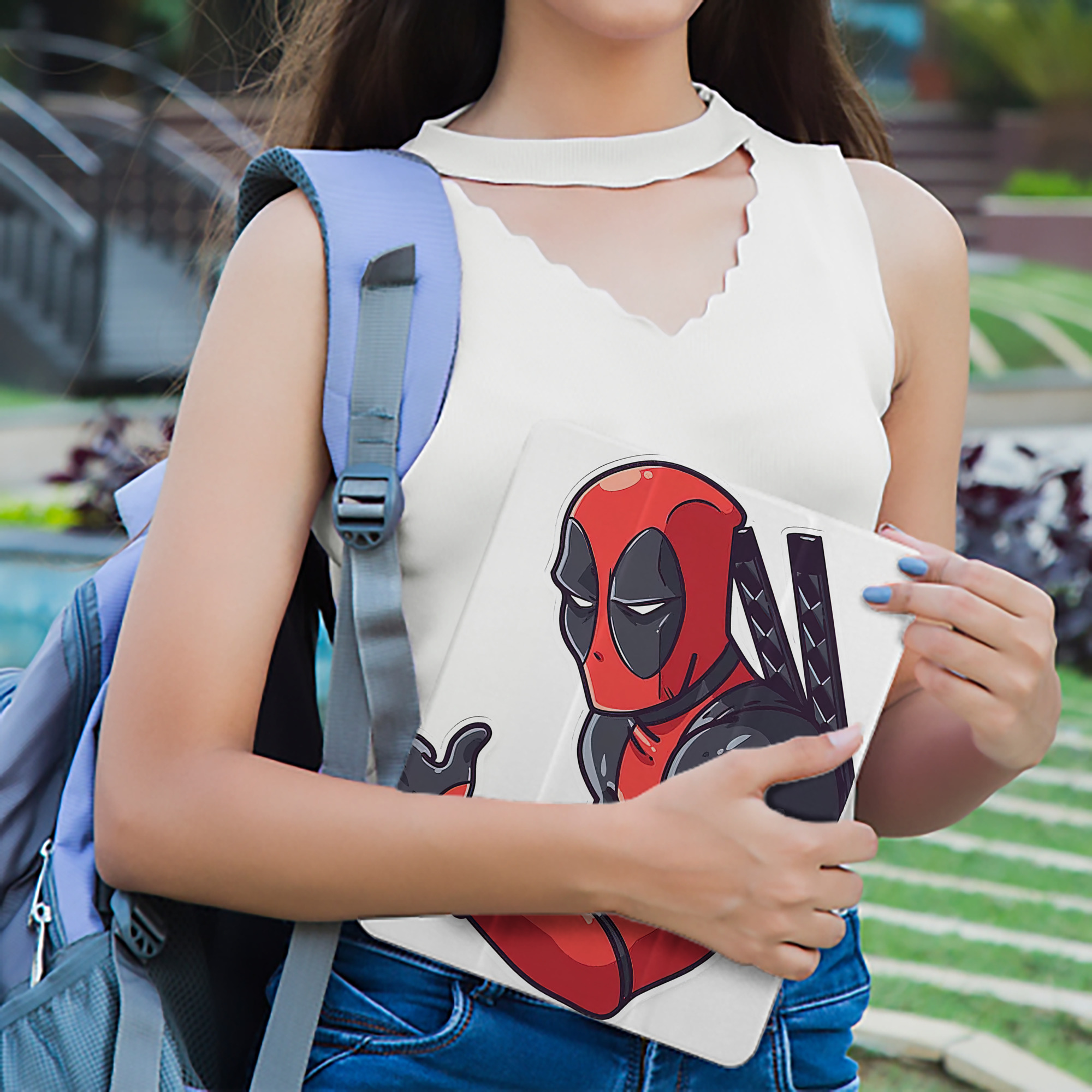 Deadpool デッドプール IPad ケース ペン収納付き 三つ折りスタンド PUレザー×シリコン 対応機種9.5/10.5/10.9インチ