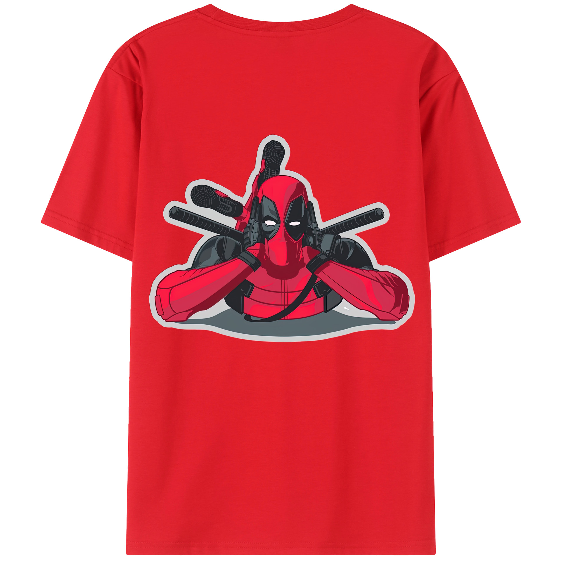 （画像用） Deadpool デッドプール 綿100％半袖Tシャツ（背面プリント）