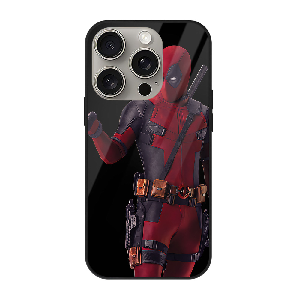 （画像用） Deadpool デッドプール 【iPhone15Pro対応】スマホケース 耐衝撃＆黄変防止 背面ガラス