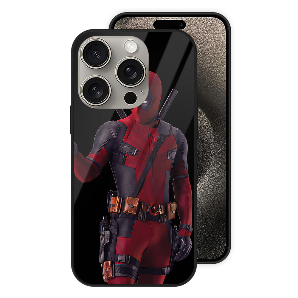 （画像用） Deadpool デッドプール 【iPhone15Pro対応】スマホケース 耐衝撃＆黄変防止 背面ガラス