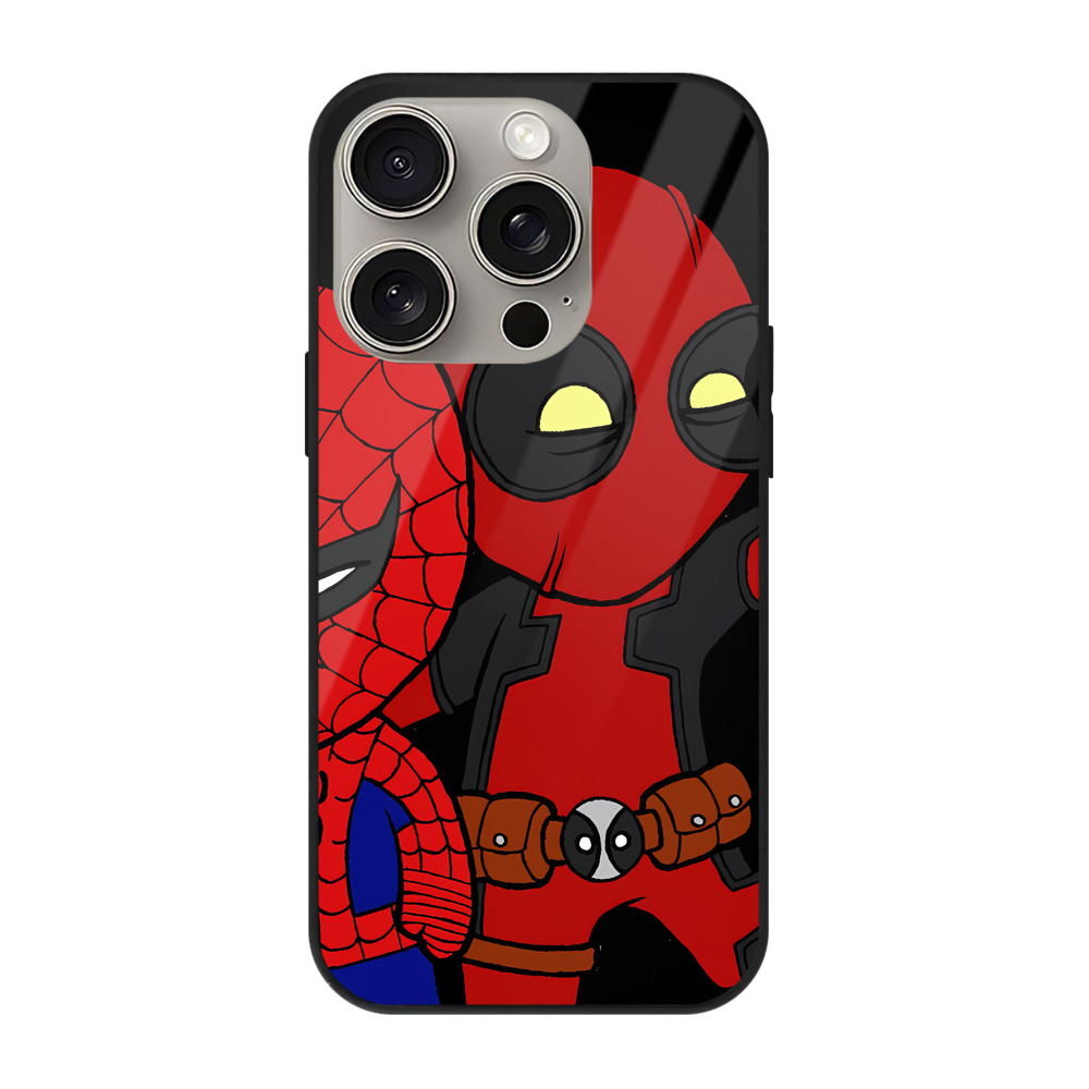 （画像用） Deadpool デッドプール 【iPhone15Pro対応】スマホケース 耐衝撃＆黄変防止 背面ガラス
