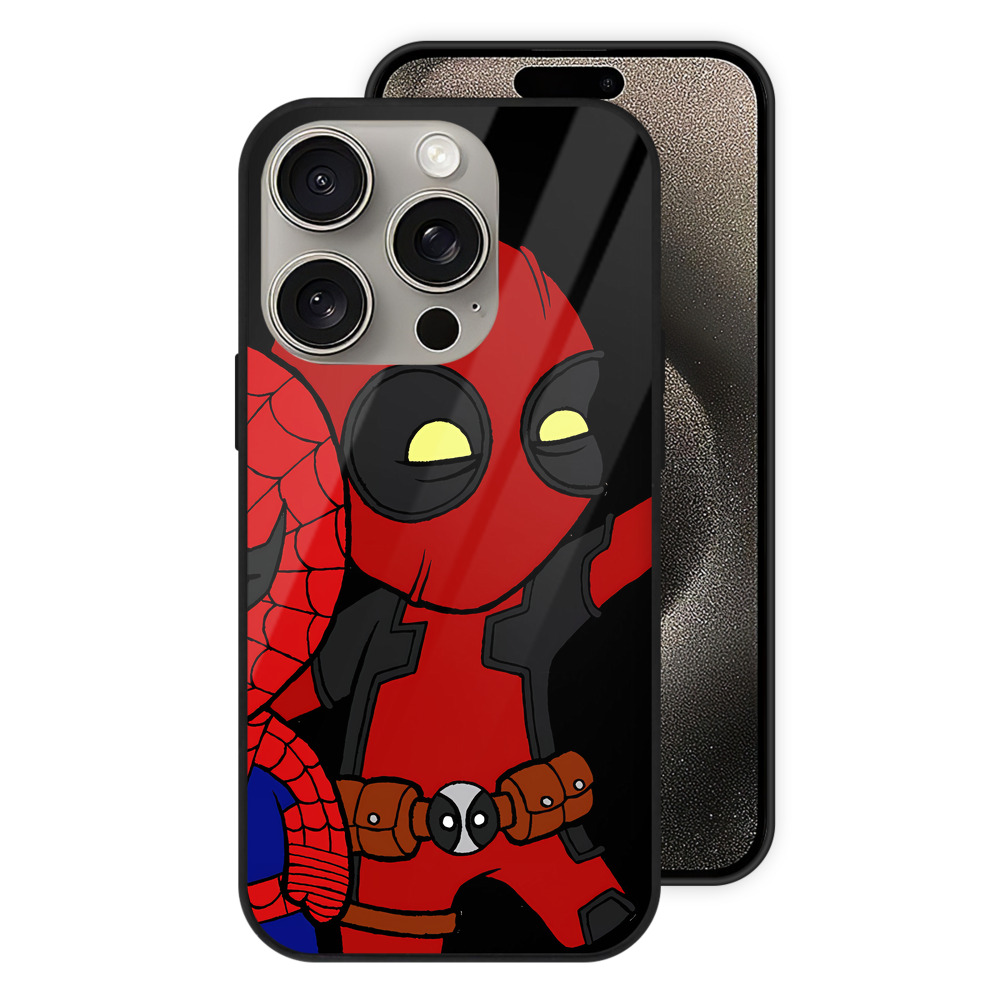 （画像用） Deadpool デッドプール 【iPhone15Pro対応】スマホケース 耐衝撃＆黄変防止 背面ガラス