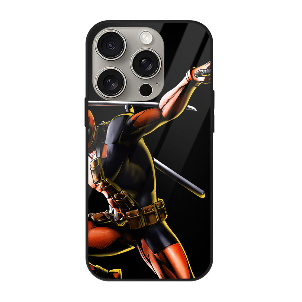 （画像用） Deadpool デッドプール 【iPhone15Pro対応】スマホケース 耐衝撃＆黄変防止 背面ガラス