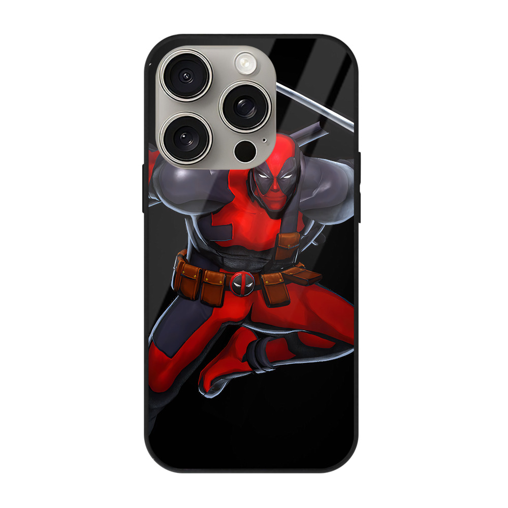 （画像用） Deadpool デッドプール 【iPhone15Pro対応】スマホケース 耐衝撃＆黄変防止 背面ガラス