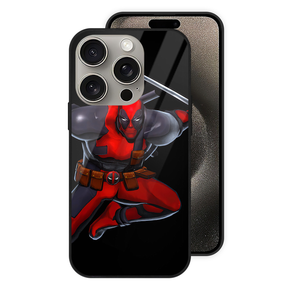 （画像用） Deadpool デッドプール 【iPhone15Pro対応】スマホケース 耐衝撃＆黄変防止 背面ガラス