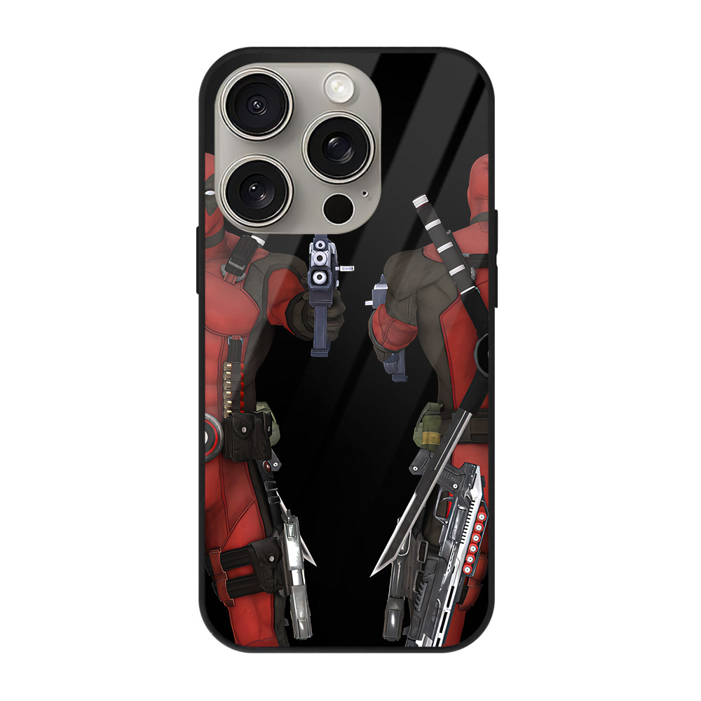 （画像用） Deadpool デッドプール 【iPhone15Pro対応】スマホケース 耐衝撃＆黄変防止 背面ガラス