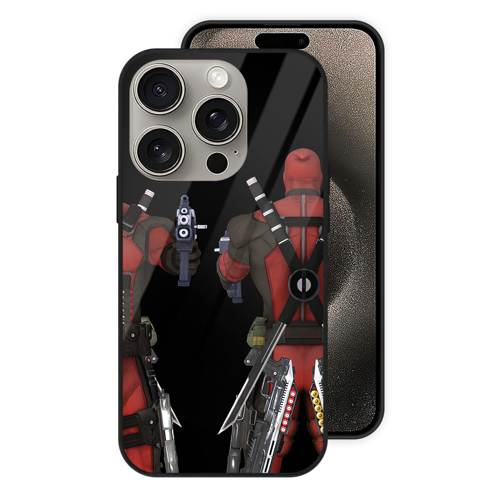 （画像用） Deadpool デッドプール 【iPhone15Pro対応】スマホケース 耐衝撃＆黄変防止 背面ガラス