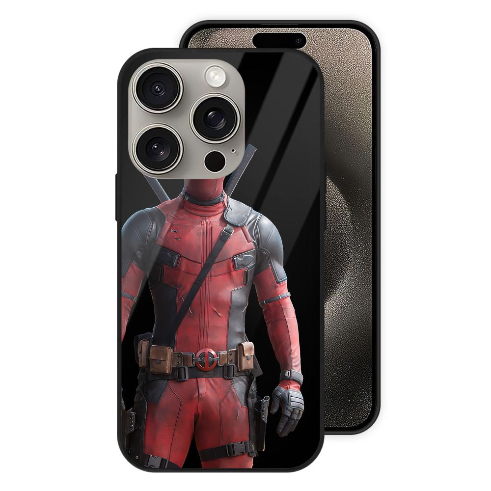 （画像用） Deadpool デッドプール 【iPhone15Pro対応】スマホケース 耐衝撃＆黄変防止 背面ガラス