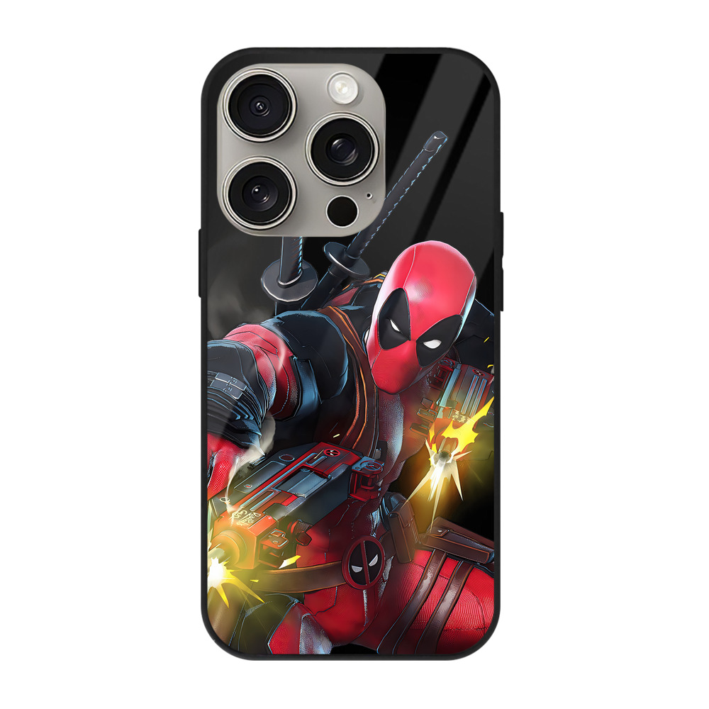 （画像用） Deadpool デッドプール 【iPhone15Pro対応】スマホケース 耐衝撃＆黄変防止 背面ガラス