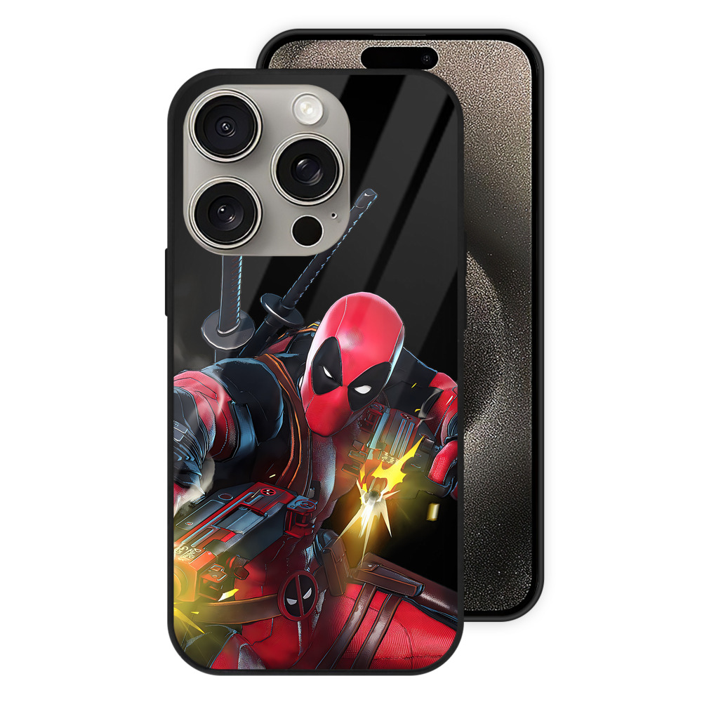 （画像用） Deadpool デッドプール 【iPhone15Pro対応】スマホケース 耐衝撃＆黄変防止 背面ガラス