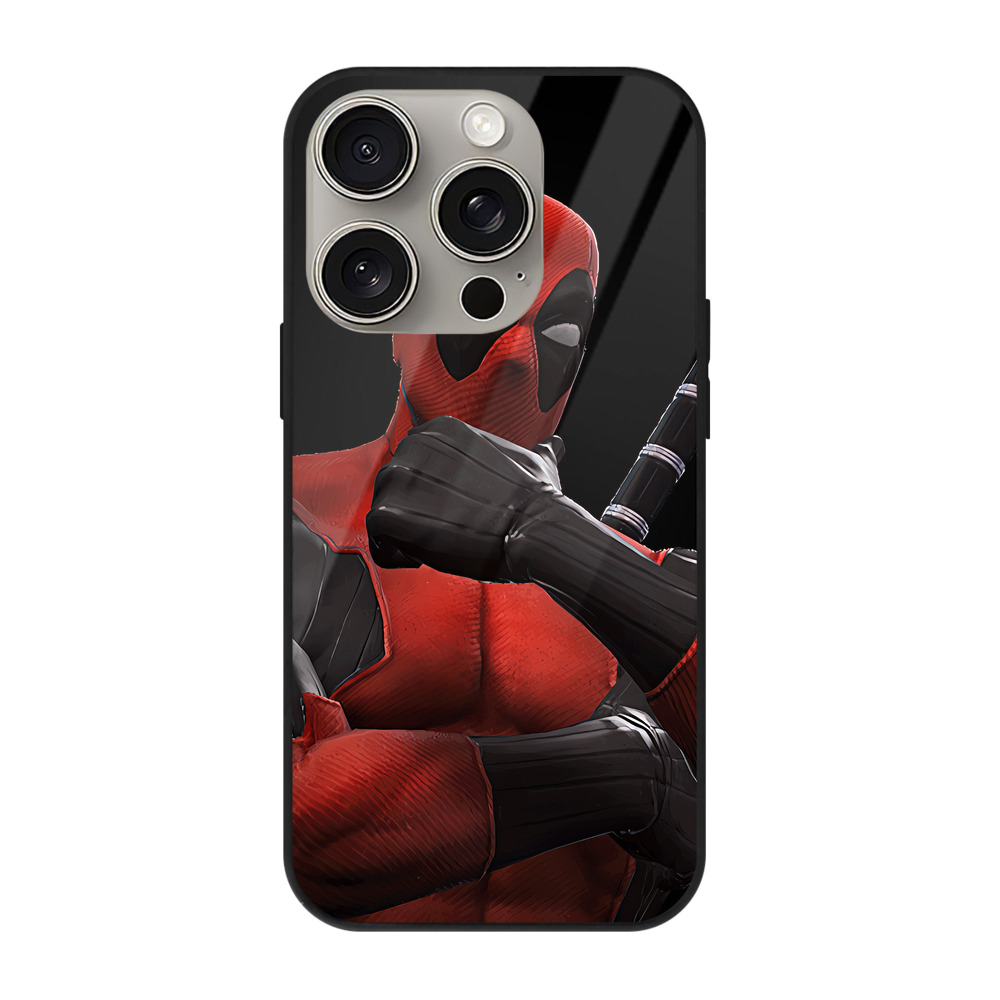 （画像用） Deadpool デッドプール 【iPhone15Pro対応】スマホケース 耐衝撃＆黄変防止 背面ガラス