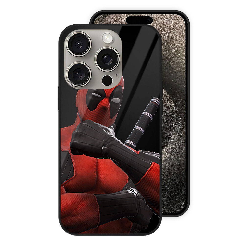（画像用） Deadpool デッドプール 【iPhone15Pro対応】スマホケース 耐衝撃＆黄変防止 背面ガラス