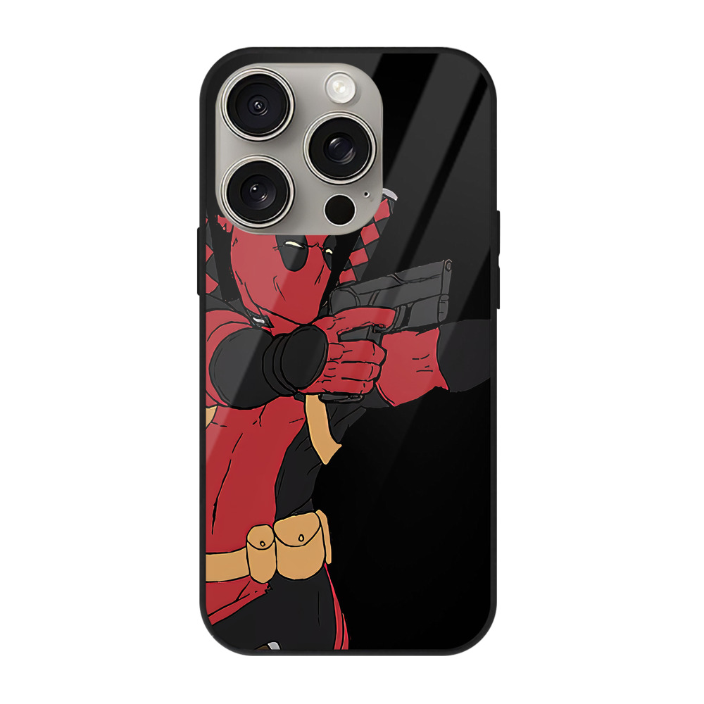 （画像用） Deadpool デッドプール 【iPhone15Pro対応】スマホケース 耐衝撃＆黄変防止 背面ガラス
