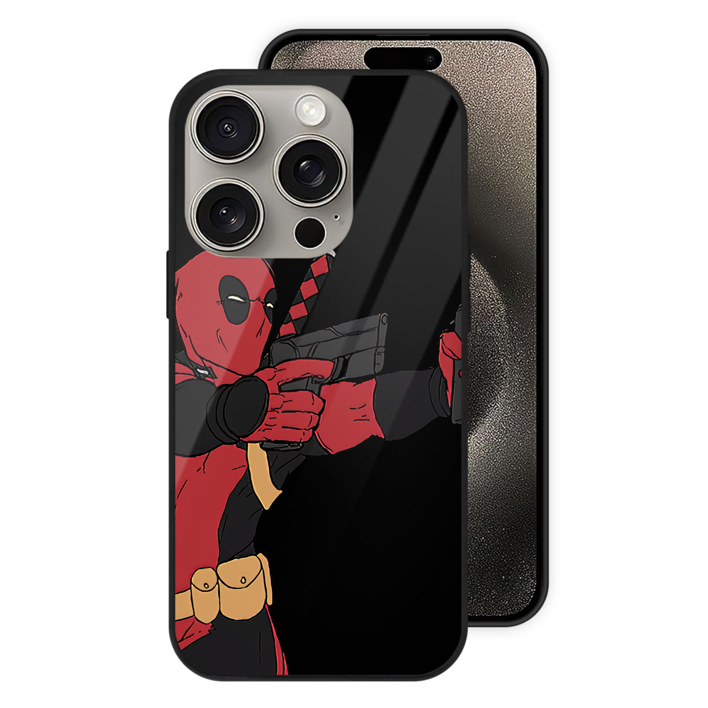 （画像用） Deadpool デッドプール 【iPhone15Pro対応】スマホケース 耐衝撃＆黄変防止 背面ガラス