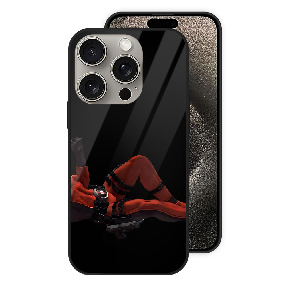 （画像用） Deadpool デッドプール 【iPhone15Pro対応】スマホケース 耐衝撃＆黄変防止 背面ガラス