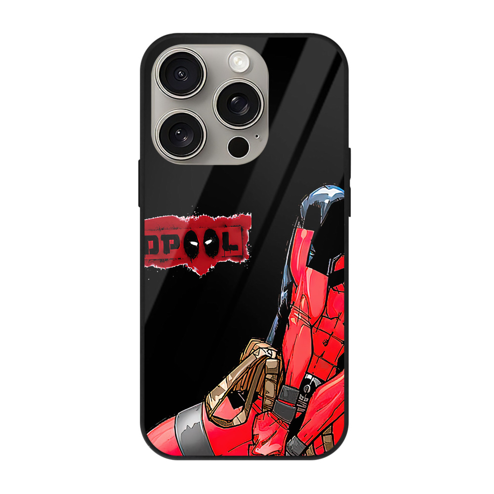 （画像用） Deadpool デッドプール 【iPhone15Pro対応】スマホケース 耐衝撃＆黄変防止 背面ガラス