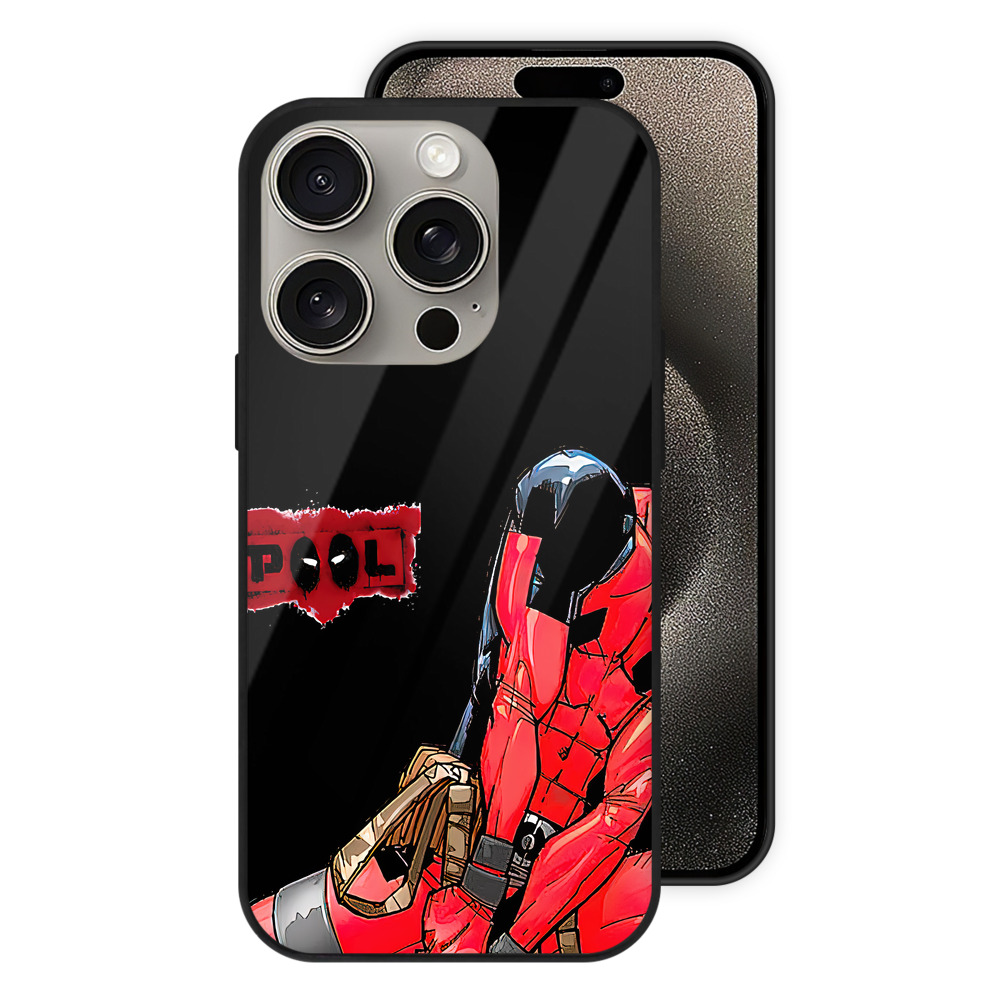 （画像用） Deadpool デッドプール 【iPhone15Pro対応】スマホケース 耐衝撃＆黄変防止 背面ガラス