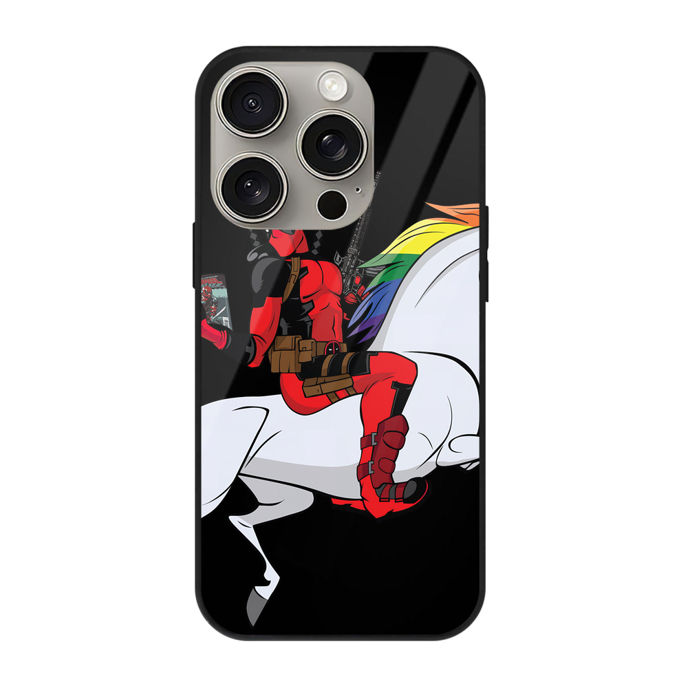 （画像用） Deadpool デッドプール 【iPhone15Pro対応】スマホケース 耐衝撃＆黄変防止 背面ガラス