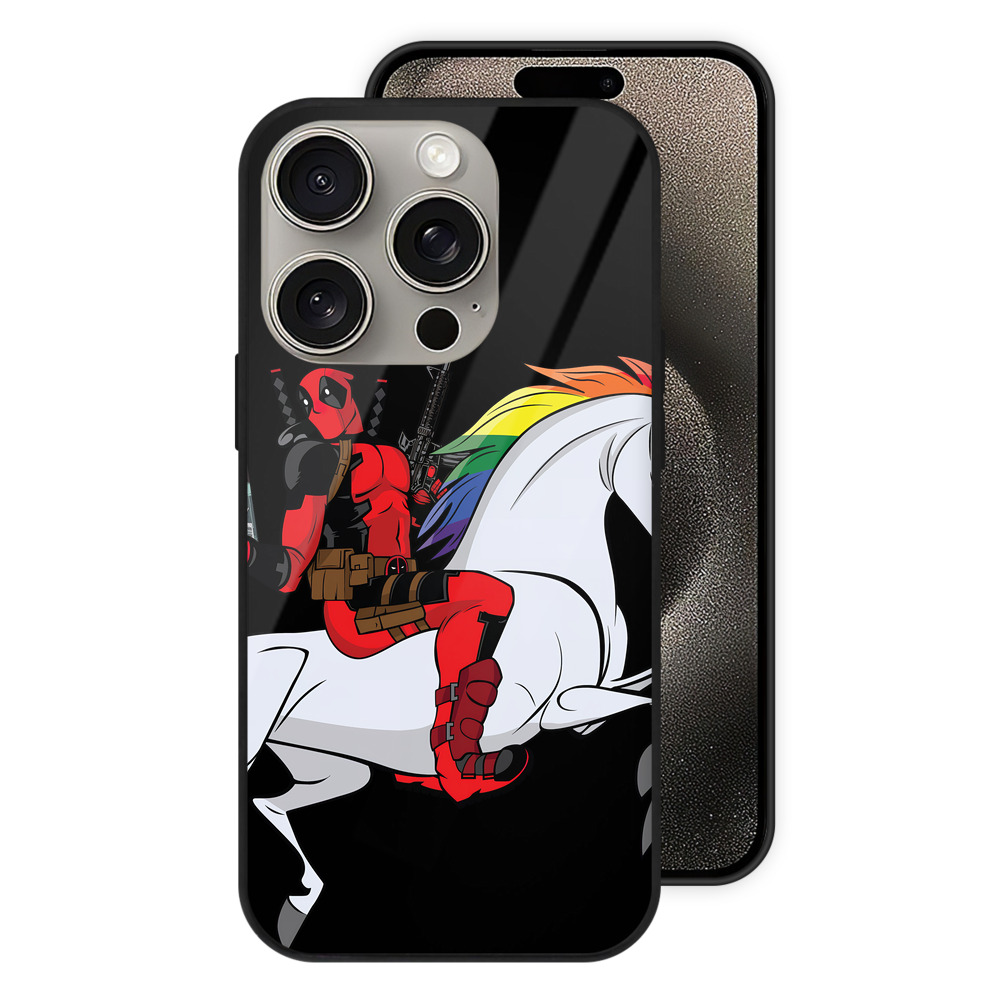 （画像用） Deadpool デッドプール 【iPhone15Pro対応】スマホケース 耐衝撃＆黄変防止 背面ガラス