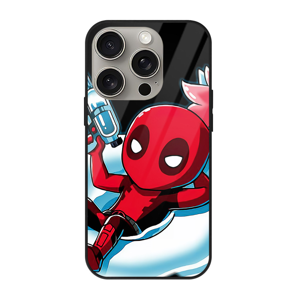 （画像用） Deadpool デッドプール 【iPhone15Pro対応】スマホケース 耐衝撃＆黄変防止 背面ガラス