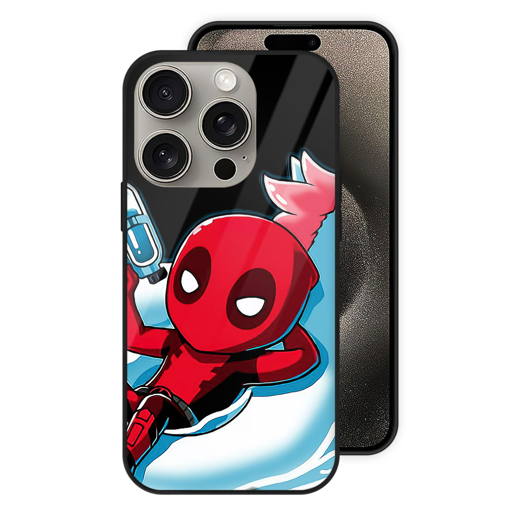 （画像用） Deadpool デッドプール 【iPhone15Pro対応】スマホケース 耐衝撃＆黄変防止 背面ガラス