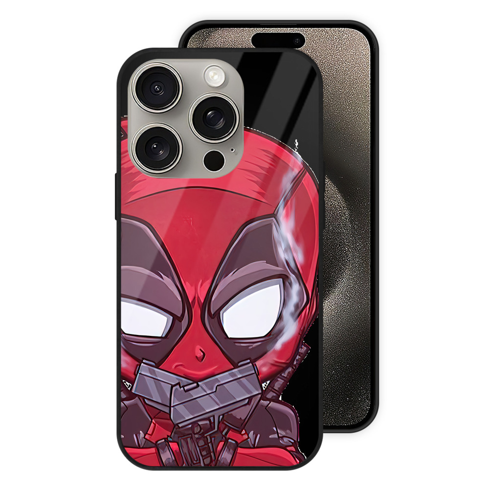 （画像用） Deadpool デッドプール 【iPhone15Pro対応】スマホケース 耐衝撃＆黄変防止 背面ガラス