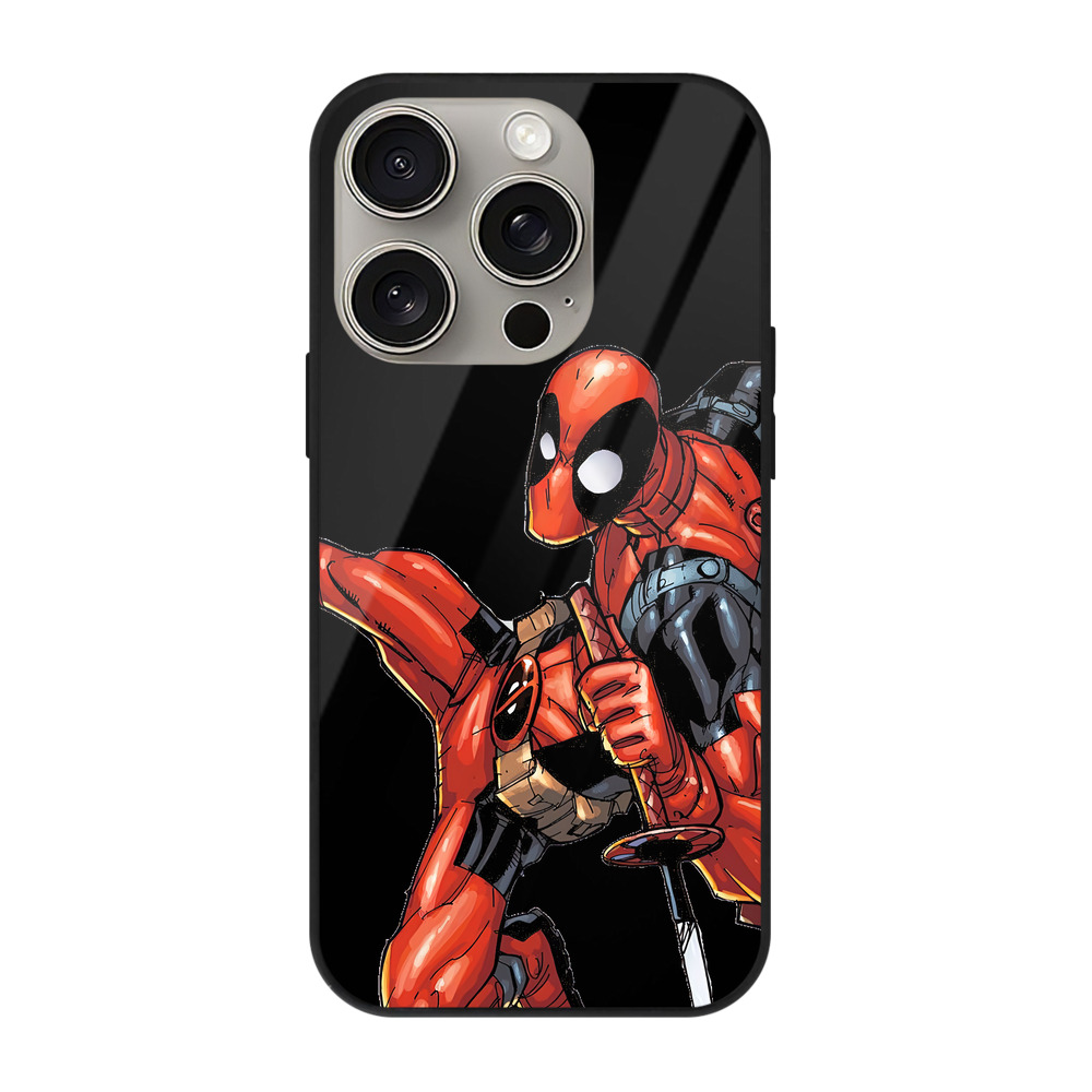 （画像用） Deadpool デッドプール 【iPhone15Pro対応】スマホケース 耐衝撃＆黄変防止 背面ガラス