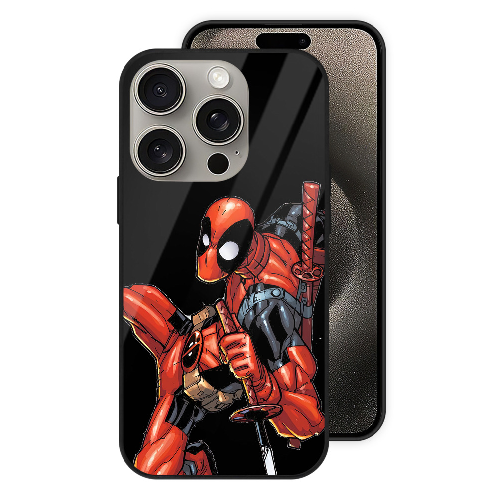 （画像用） Deadpool デッドプール 【iPhone15Pro対応】スマホケース 耐衝撃＆黄変防止 背面ガラス