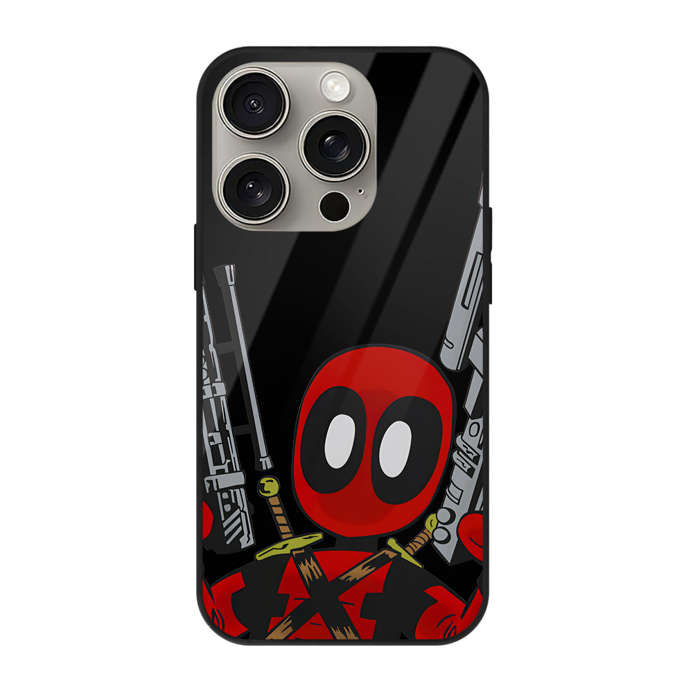 （画像用） Deadpool デッドプール 【iPhone15Pro対応】スマホケース 耐衝撃＆黄変防止 背面ガラス