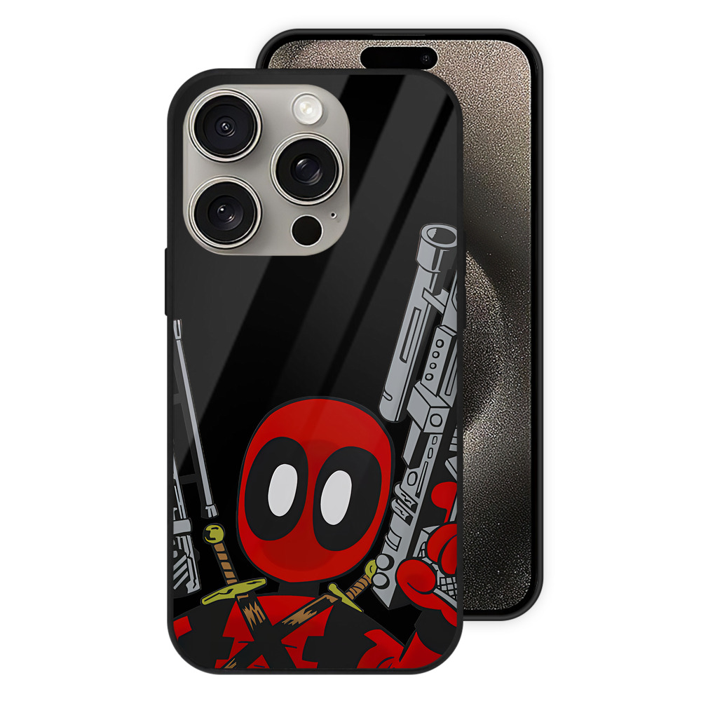 （画像用） Deadpool デッドプール 【iPhone15Pro対応】スマホケース 耐衝撃＆黄変防止 背面ガラス