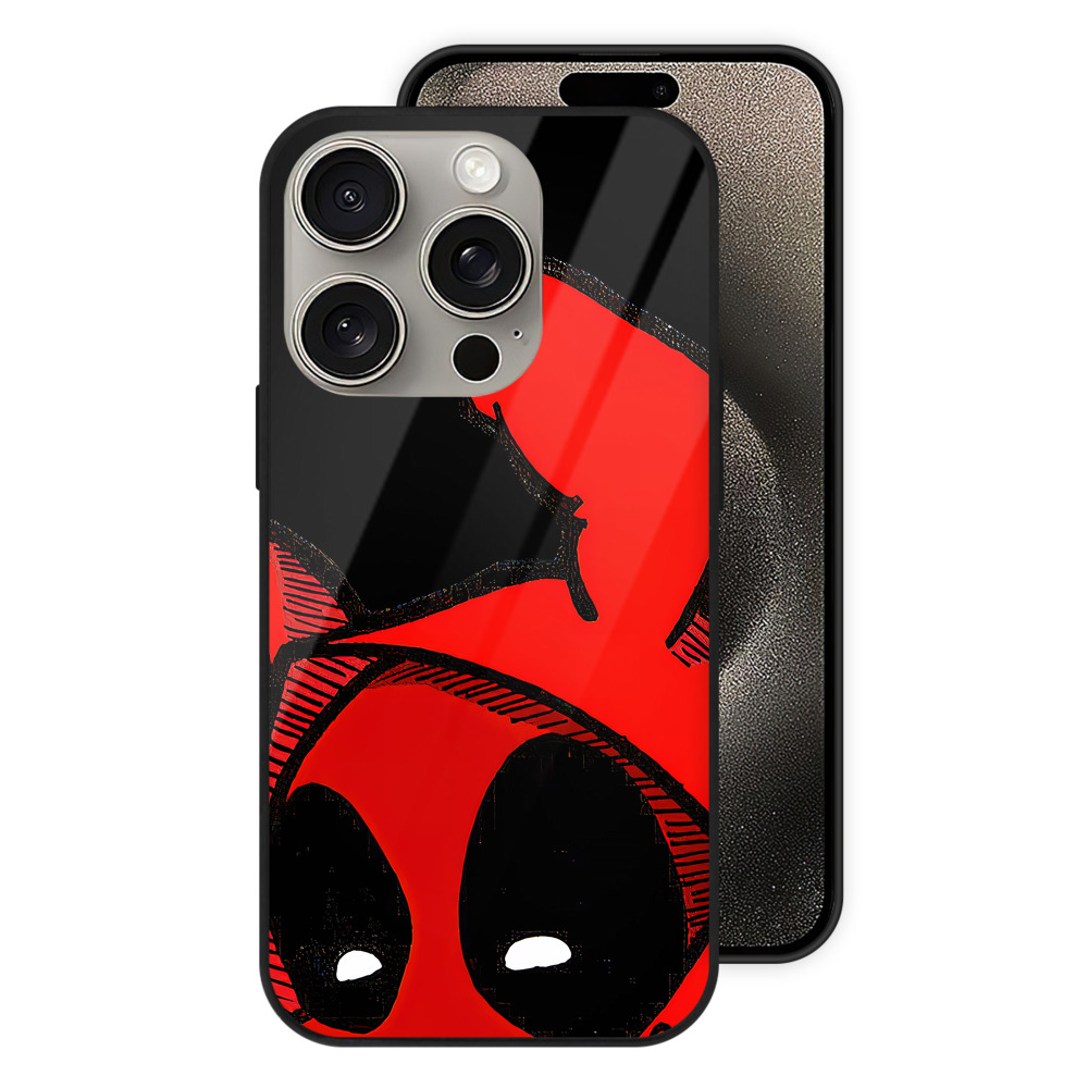 （画像用） Deadpool デッドプール 【iPhone15Pro対応】スマホケース 耐衝撃＆黄変防止 背面ガラス