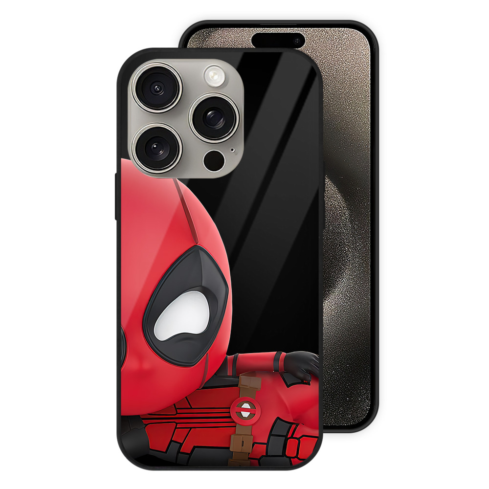 （画像用） Deadpool デッドプール 【iPhone15Pro対応】スマホケース 耐衝撃＆黄変防止 背面ガラス