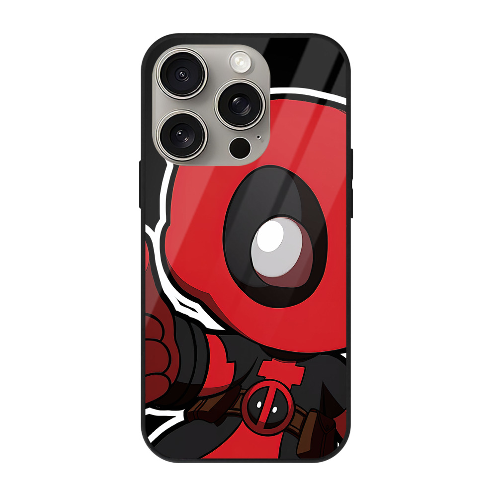（画像用） Deadpool デッドプール 【iPhone15Pro対応】スマホケース 耐衝撃＆黄変防止 背面ガラス