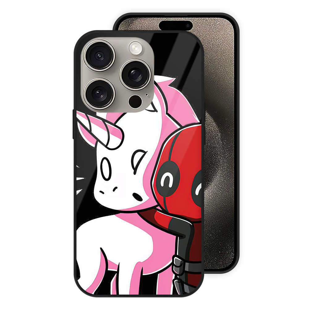 （画像用） Deadpool デッドプール 【iPhone15Pro対応】スマホケース 耐衝撃＆黄変防止 背面ガラス