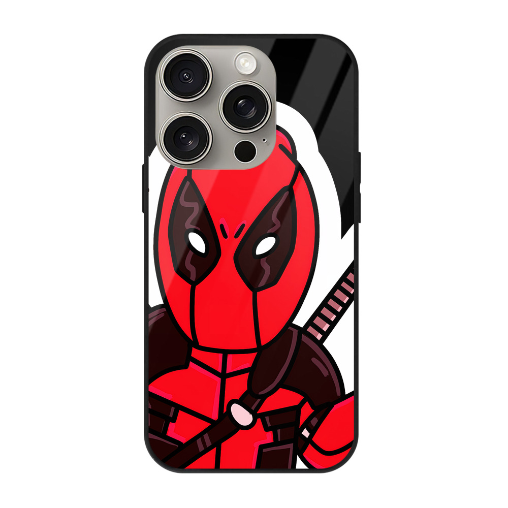（画像用） Deadpool デッドプール 【iPhone15Pro対応】スマホケース 耐衝撃＆黄変防止 背面ガラス