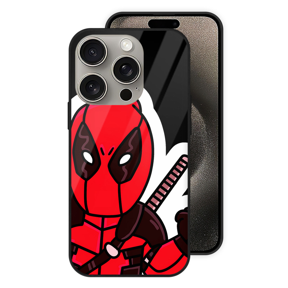 （画像用） Deadpool デッドプール 【iPhone15Pro対応】スマホケース 耐衝撃＆黄変防止 背面ガラス